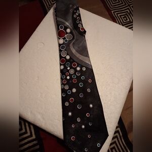 mens rivercrest neck tie, multicolored  swirl and circle artsy design, Shimmer